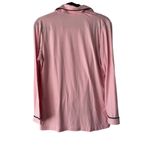 EKOUAER Pajama Top Sleepwear Button Down Long Sleeve Pink Black Trim Photo 4