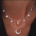 Bohemian Multi Layer Moon&Stars Necklace Silver Photo 0