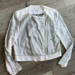 Lou & grey Ann Taylor LOFT Microstripe Linen Moto Jacket M Photo 1