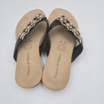 Vittorio D' Firenze Black Beaded Sandals Size 10 Flip Flops Gold Accents Thongs Photo 3