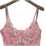 Victoria's Secret Womens  Call Me Rose Floral Rhinestone Bling Strap Bodysuit Sz L Photo 5