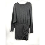 Something Navy Sweater Dress XS Gray Rayon Blend Dolman Sleeve Ruched Women Photo 1