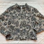 Charter Club Grey & Cream Floral Tapestry Coastal Grannycore Trucker Jacket - XL Photo 0