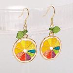 Citrus Slice Earrings with Gold Accents Green Photo 3