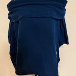 Oh My Gauze Size 2 Navy Blue Boat Neck Collared Asymmetrical Off Shoulder Shirt Size L Photo 0