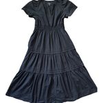 Anthropologie  Maeve Poplin Cotton Somerset Maxi Dress Black Size Large Photo 3