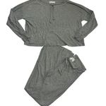 Wildfox S Small Gray Matching Lounge PJ Set Waffle Knit Flare Pants Gray Photo 0