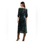 Johnny Was Natalia Silk Midi Dress Button Up Velvet Burnout Womens Small Green Photo 2