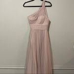 W Too Watters Blush Pink Bridesmaid One Shoulder Tulle Maxi Dress Womens 0 Photo 1