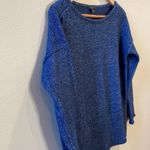 Ann Taylor Factory Women’s Blue Tight Knit Oversized Sweater with Scoop Neck XS Photo 4
