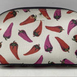 Kate Spade  White Cosmetic Bag with Red and Purple Pepper Design Photo 0