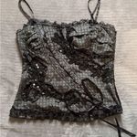 Euro y2k Black Lace Camisole corset top Size L Photo 0
