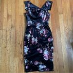Black Halo Black Floral Velvet Knee Length Sheath Dress Size 0 Photo 2