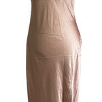 Paper Heart Champagne Satin Slit Midi Slip Dress Women's Size Medium | 45-6 Photo 0