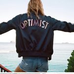 EXPRESS  x Karlie Kloss size medium reversible satin jacket optimist military seq Photo 1