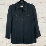 ZARA  Woman Lined Shacket Jacket Button Down Shirt Black Size 6 Collared Pockets Photo 0
