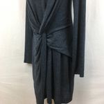 XCVI Blue Long Sleeve Draped Twist Tie Waist Midi Dress L Photo 4