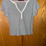 Route 66  Gray Fitted Flutter Sleeve Polo Top Photo 3
