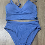 Zaful  Ribbed steel Blue Swimwear high waisted Photo 0