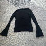 Marciano  Rib Knit Lace Up Top Flare Sleeves Black Large Photo 3