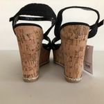Time And Tru  Womens Cork Wedge Platform Black Sandals Size 7 Gold Cork Trim New Photo 1