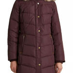 Ralph Lauren  burgundy long down Puffer Jacket faux fur hood Photo 0
