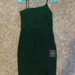 Lulus Hoco Sparkly Asymmetrical Green Bodycon Mini Dress Photo 1