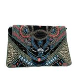Atmosphere Beaded Boho Clutch Coral Turquoise Festival Bag Geometric Zip Sequins Photo 4