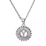 Silver Initial Crystal Pendant Necklace A Photo 0