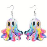 🌸 4 for $20 Colorful Oil Paint Ghost Acrylic Earrings Photo 5