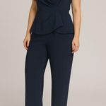 Antonio Melani  Navy Sleeveless Peplum Wide-Leg Jumpsuit – Women’s Size 6 Photo 0