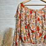 Free People bodysuit floral ruffled long sleeve bell sleeve polka dot chiffon XS Photo 1