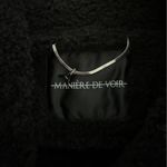 Maniere De Voir Jacket Faux Leather Plush Trim Detachable Sleeves Size US4 Black Photo 3