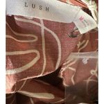 Lush Clothing Lush Caramel Abstract Puff Sleeve Cutout Midi Dress Size M NWT 100% Cotton Photo 11