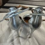 H by Halston  “London” Silver Leather High Heel Ankle Strap Pump Sz 8 Photo 2