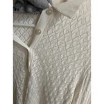 ZARA Top Womens Large White Sheer Knit Polo Cropped Long Sleeve Textured Photo 6