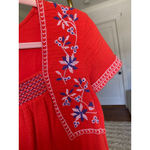 Old Navy  Red Cotton Dress Midi Boho Embroidered Boho Peasant Cottagecore Summer Photo 4