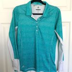 Adidas  Golf Teal and White Printed UPF Long Sleeve Polo Shirt Size M Photo 1