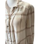 Free People Womens Peppy Plaid M Tunic Shirt White Brown Button Up Back Ruffle Photo 4