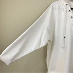 Aerie  White Lace Up Oversized‎ Hoodie Sweatshirt Size Medium Photo 3