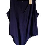 A New Day Women's Plus Size Navy-Dark Purple V-Neck Bodysuit - Size 3X - NWT Photo 0