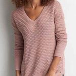 American Eagle outfitters Red V Neck Tight Knit Sweater Long Sleeve Xmas large Photo 10