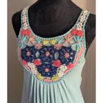 Anthropologie BLUE TASSEL Crochet Back Midi Dress S Mint Green Boho Festival Photo 1