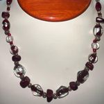 Vintage Clear & Red Murano Glass ''Scarlet Shimmer'' Necklace Toggle Clasp Photo 2