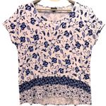 J Jill Floral Tunic Blouse Blue White Large Photo 0