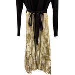 LuLaRoe Pleated Wrap Dress Black Top Metallic Pleated Skirt M Photo 5