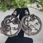 Unique Silver Medusa with Snake Statement Earrings Photo 2