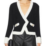 L'Agence NWT L’agence Georgia Contrast Trim Cardigan Blazer Black White Size Small Photo 0