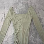Forever 21  Sage Green Ruching Side Tie Long Sleeve Mini Dress Casual Size Small Photo 5