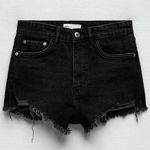 ZARA  Black High Rise Distressed Denim Shorts Size 6 Photo 0